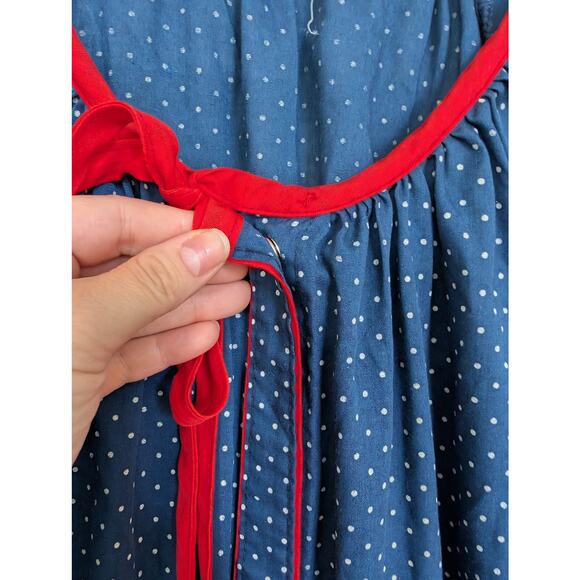 Vintage House Dress Blue Polka Dot with Windmill Embroidery Cottage Size Large - Picture 5 of 8